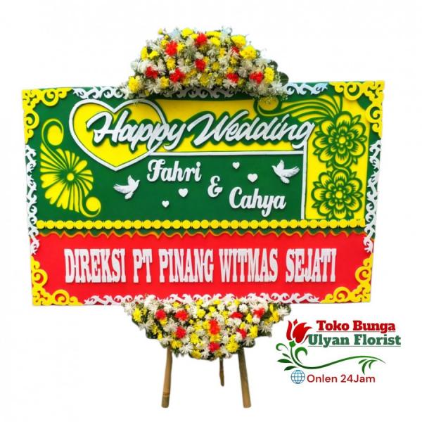 Karangan Bunga Papan - Ucapan Happy Wedding